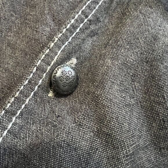 Benetton Made in Italy Gray Chambray Work Shirt XL - Picture 9 of 10